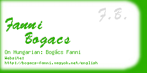 fanni bogacs business card